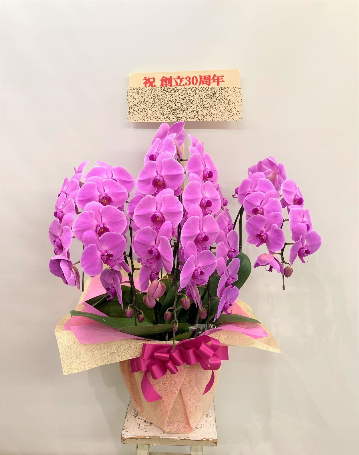 みなとみらいギャラリーへ胡蝶蘭を配達しました。【横浜花屋の花束・スタンド花・胡蝶蘭・バルーン・アレンジメント配達事例899】