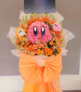 カービィのキャラクターフラスタ(スタンド花)を配達しました。【横浜花屋の花束・スタンド花・胡蝶蘭・バルーン・アレンジメント配達事例1083】