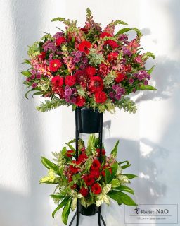 赤系２段スタンド花