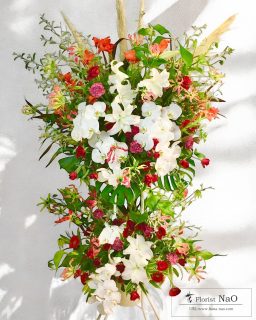 赤系ハイグレード２段スタンド花