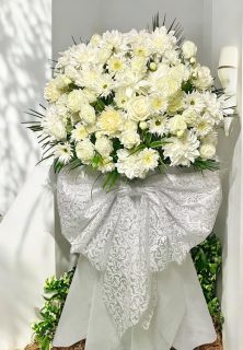 横浜市中区西区南区限定リボン付き白系スタンド花