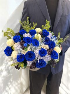 プレミアム青系プリザーブドフラワー