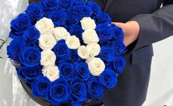 プリザーブドローズボックスBlue イニシャルセレクション【A~Z】