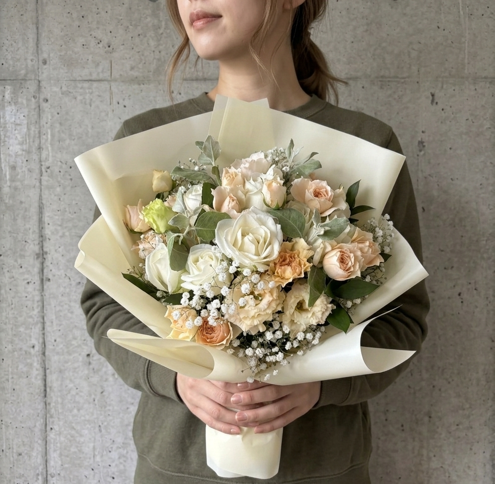 横浜市の個人宅へ花束を配達しました。【横浜花屋の花束・スタンド花・胡蝶蘭・バルーン・アレンジメント配達事例1163】